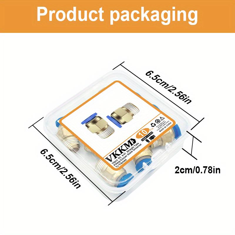 10 Pcs PC Pneumatic Quick Couplings, Copper Threaded Straight Air Hose Connectors, All-Copper Clamping Quick-Insert for Pneumati