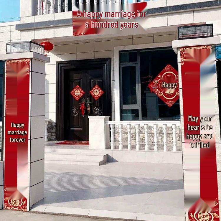 Brudgums lantliga bröllop Glada kupletter & Brudens ankomst Dörr Dubbel lycka Dekorationer