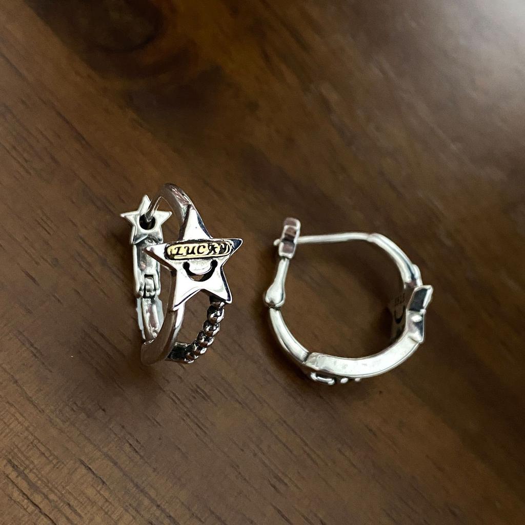 Lucky Blindfolded Star Ear Buckle Women's Unique Design Earrings Niche Premium