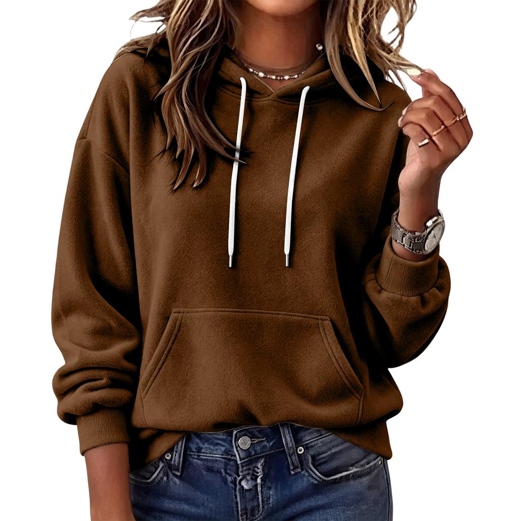Women's Long Sleeve Color Soft Casual Hoodie Pullover Top for Everyday Wear