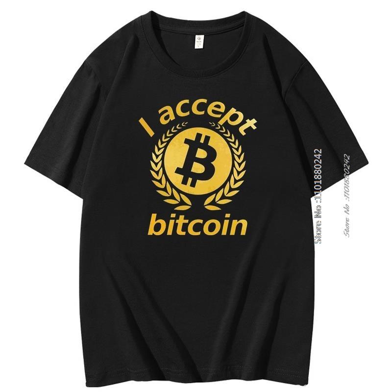 Accept I Bitcoin Short Sleeve Tshirt Graphic T Shirts Btc Cryptocurrency Crypto Blockchain Summer Streetwear Mens Clothing