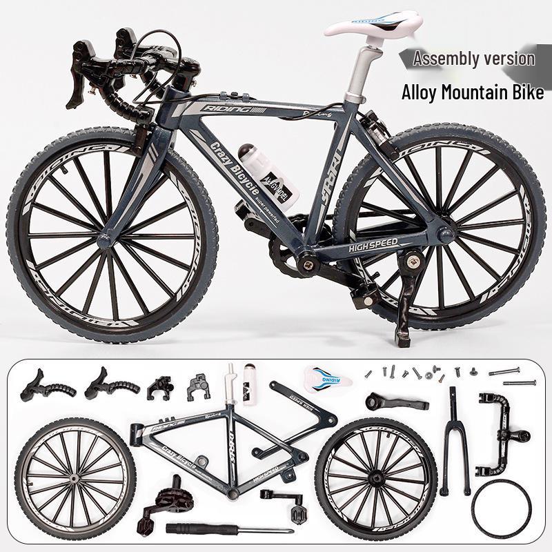 Simulated Alloy Mountain Bike Model with Dual Shock Absorption - Mini Bicycle Ornament