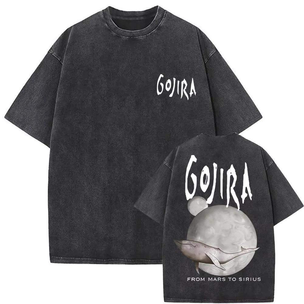 

Gojira France 2025 Tour Vintage Acid Wash Double-Sided Graphic Oversized Black T-Shirt | Progressive Metal Band Fan Tour Merch Tee XXXL різнокольоровий