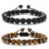 8mm Tiger Eye & Lava Stone Adjustable Couple Bracelet