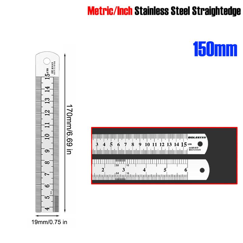 Метрическая/Дюймовая Нержавеющая Сталь Прямая Линейка 15/20/30/50СМ Металлическая Линейка Рисование Резка Меблировка Офис Прецизионные Измерительные Инструменты