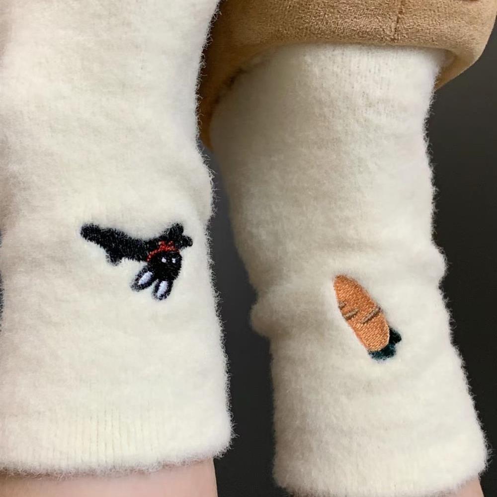 Thickened Australian Velvet Solid Color Medium Tube Socks Children'S Socks Velvet Coffee Color Confinement Socks Casual