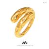 18k Gold-Plated Retro Hammered Karst Ring - European & American INS Style Open Design Stainless Steel