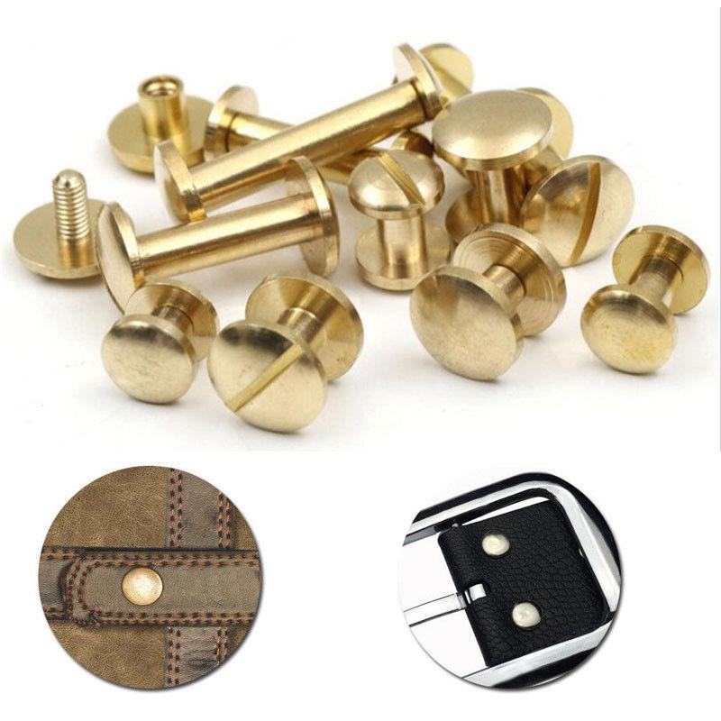 10pcs Craft Belt Wallet Solid Brass Leather Nail Rivets Chicago Screws