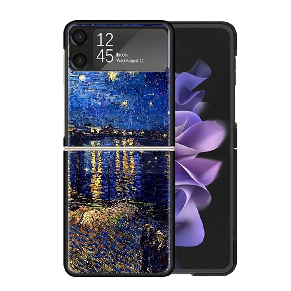 Funda de Teléfono Transparente con Pintura al Óleo de Van Gogh para Samsung Z Flip 7 6 5 4 3 Galaxy ZFlip7 ZFlip6 ZFlip5 ZFlip4 ZFlip3 5G Funda con Estampado