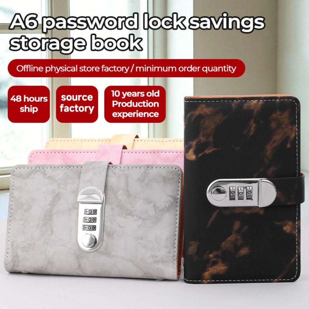 Marble A6 Savings Binder with Password Lock Cash Saving Book New Budget Planner  Budget Planning