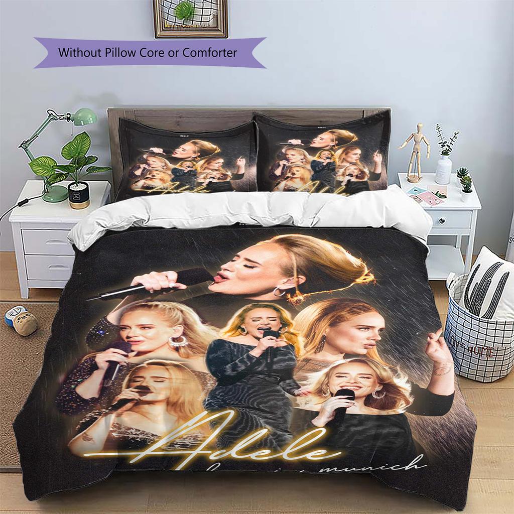 Adele Muster Bettwäscheset Bettbezug Kissenbezug Heimdeko Geschenk (1 Bettbezug + 2 Kissenbezüge, ohne Füllung)