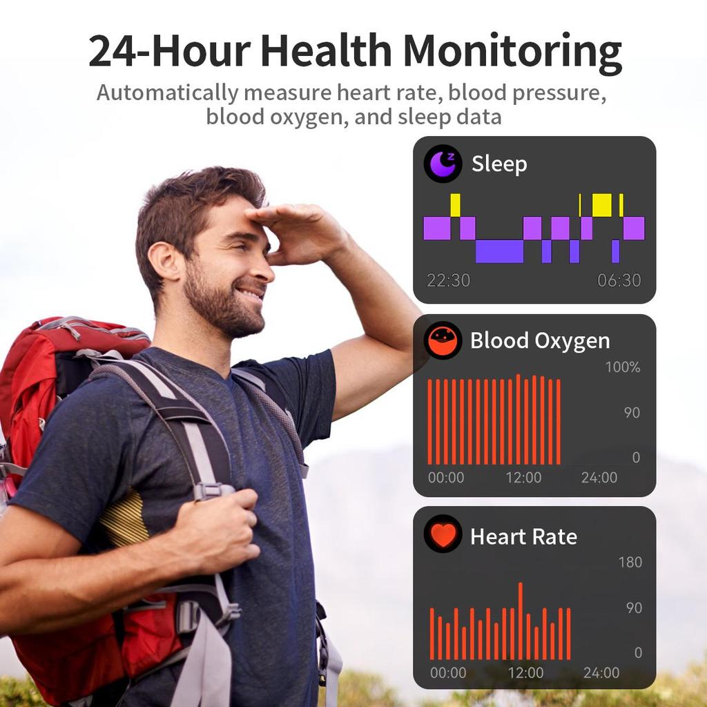 Smart Watch Tracker Wireless Call, Multiple Sports Modes, Silicone Strap, Flashlight, Weather for IOS/Android, Men and Women Smart Watch