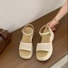 Leather Retro High Heels Sandals  Shoes Buckle Strap 2025 New Spring Summer Wedges Lady Platform Sandals