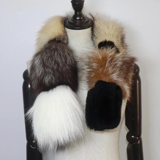 Women Winter Thick Keep Warm Real Fox Fur Scarf Natural Soft Fluffy Fur Scarves Lady Fashion Colorful Real Fox Fur Mufflers