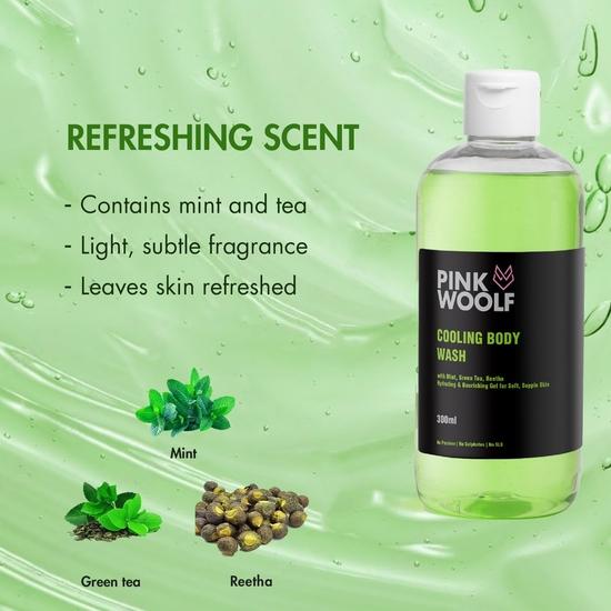Pink Woolf Cooling Body Wash Gel, Green Tea And Mint For Hydrating & Nourishing Gel For Soft Skin, Paraben & Sulphate Free - 300ml (Pack Of 1)