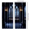 2pcs Gothic Fantasy Curtains - Enchanting Full Moon   Birds   and Castle Balcony Design with Burning Candles - Polyester Drapes fo