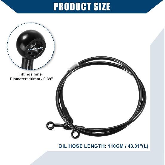 Brake Hose Motorcycle Hydraulic Brake Line Oil Hose Pipe Fitting with Banjo/Inner for ATV Motorcycle Motocross/Durable 110cm Length / 1 Set