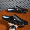 Fashion Handmade Casual Leather Slippers Men Summer Beach Slides Sandals Fashionable Outdoor Male Muller Shoes Non Slip Comfy Half Drag