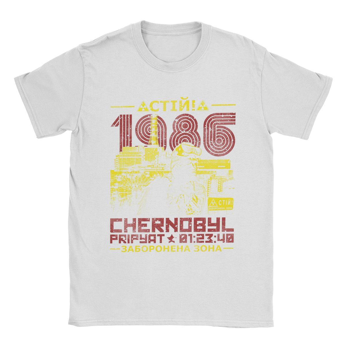 

Чоловічі футболки ЧОРНОБИЛЬ 1986 Вінтаж 100% Бавовняні футболки Футболка з коротким рукавом Круглий виріз Одяг Оригінал 2XL