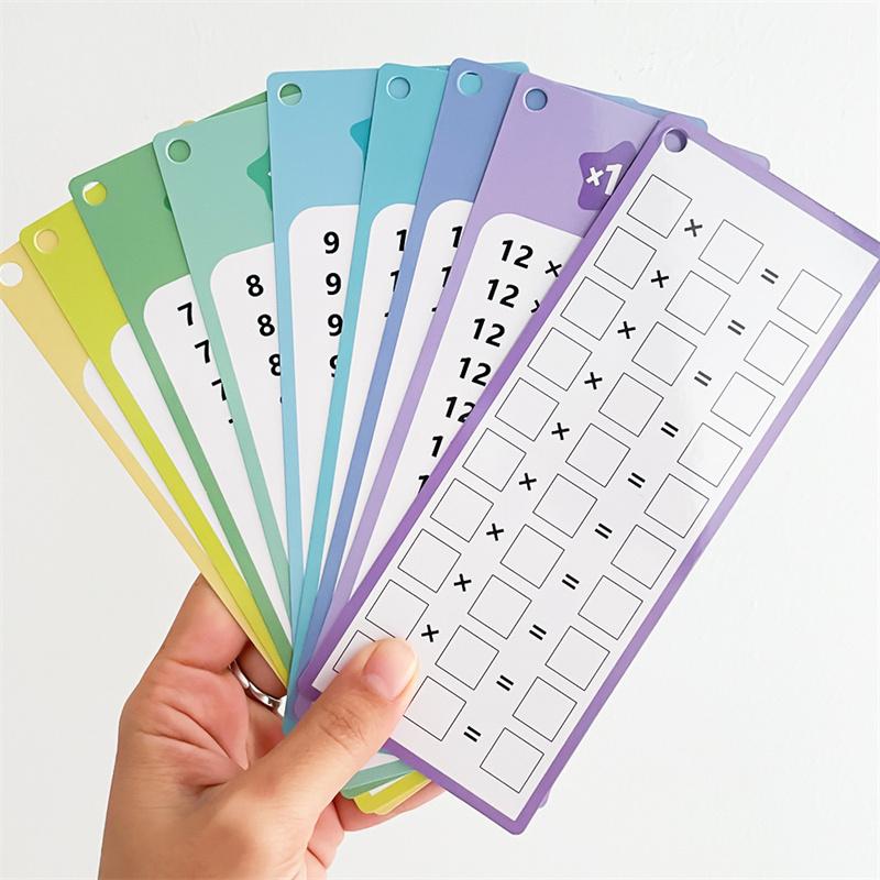 15-Pack Reusable Math Flash Cards, Wipe-Clean Times Tables (0-12) For Kids Math Practice, Multiplication Game Math Learning Aids