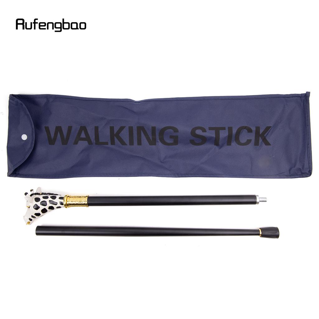 Ceramic White Black Giraffe Head Metal Fashion Walking Stick Decorative Party Walking Cane Halloween Mace Wand Crosier 95cm