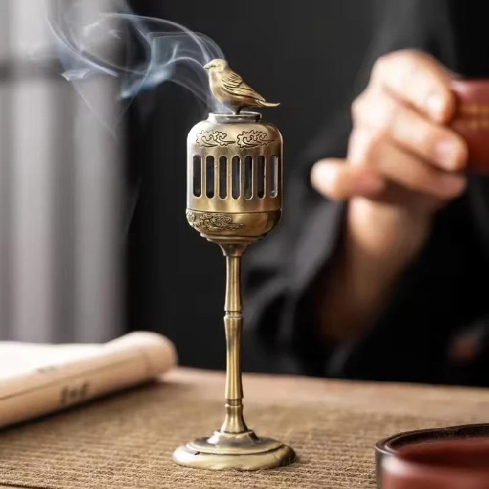 Zinc Zinc Zinc Alloy Magpie Hollow Lamp Elegant Small Incense Burner Home Decor High-foot Stove  Home
