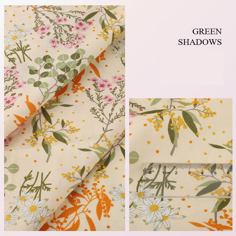 100*145cm High-density Cotton Poplin Plant Flower Printed Fabric For Diy Sewing Dolls Kid Dress Apparel Quilted Bedding Textiles