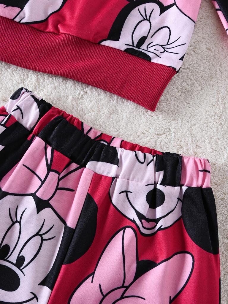 Children's Cartoon Print Long Sleeved Sweatshirt And Sweatpants Set