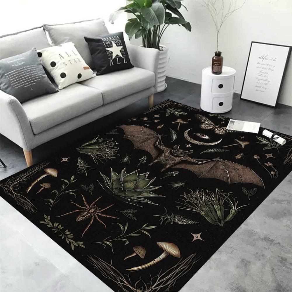 Mysterious Butterfly Plant Area Rug for Home Living Room Bedroom Kitchen Rug Non-slip Flannel Rug Machine Washable Floor Mat