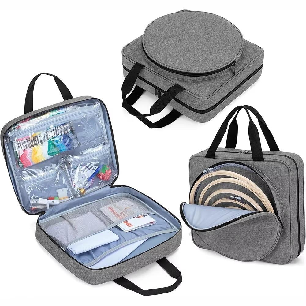 Oxford Sewing Kit Bag Multiple Pockets Large Capacity Storage Tote Bag Square Embroidery Project Bag Embroidery Supplies