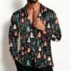 Men's Casual Christmas Shirt Jacket with Turn-Down Collar, Loose Fit, Breathable for Spring and Fall