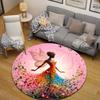Classic Round Rose Multicolor Rug Mat, Non-Slip Floor Mat for Office
