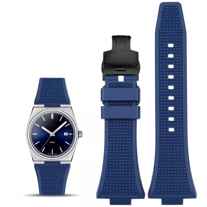 Watchband For Tissot PRX Series Super Player T137.407/T137.410 wristband Butterfly Buckle Men's High quality Watch Strap 26*12mm