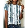 Modisches Damen Rundhals Kurzarm 3D Lässiges Farbprint Lässiges Kurzarm Rundhals T-Shirt