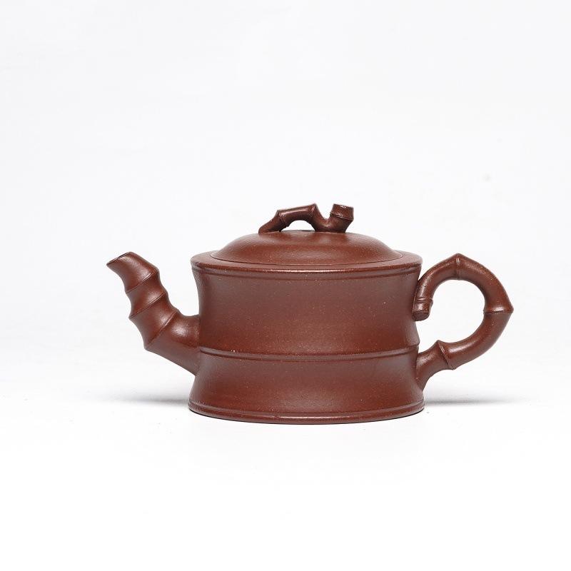 

200ml Yixing Purple Clay Teapots Handmade Bamboo Section Pot Raw Ore Purple Mud Tea Brewing Kettle With Infuser Zisha Tea Set
