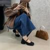 Retro Mary Jane Shoes Women's Soft-soled Doudou Shoes 2025 Spring and Autumn New Brown Small Square Head Shallow Mouth One Pedal Single Shoes