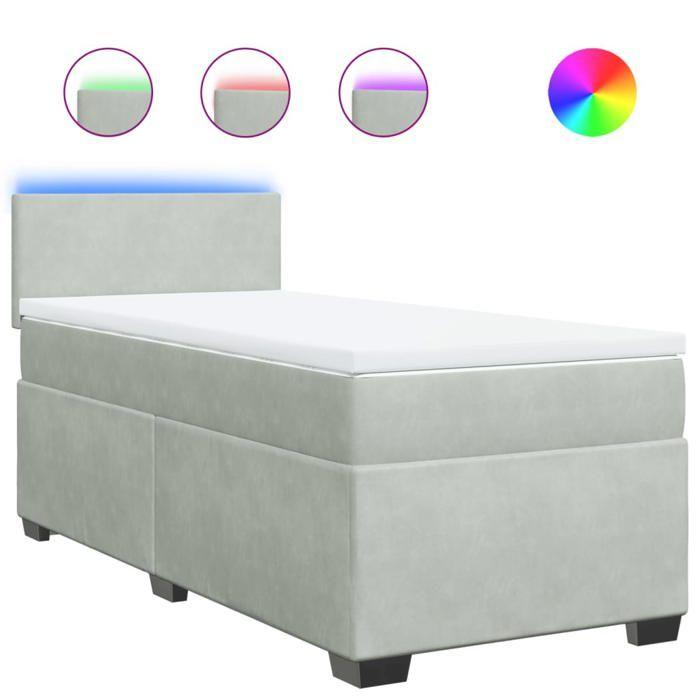 VidaXL Slatted Bed Base and Mattress Light Grey 90x190 Cm Velvet, Bed, Platform Bed, Panel Bed, Furniture of 3288480