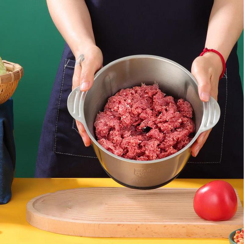 Tocător de carne electric 2L Tocător din oțel inoxidabil Procesor de alimente Aparat pentru piure de usturoi Blender Capacitate mare Râșniță de bucătărie