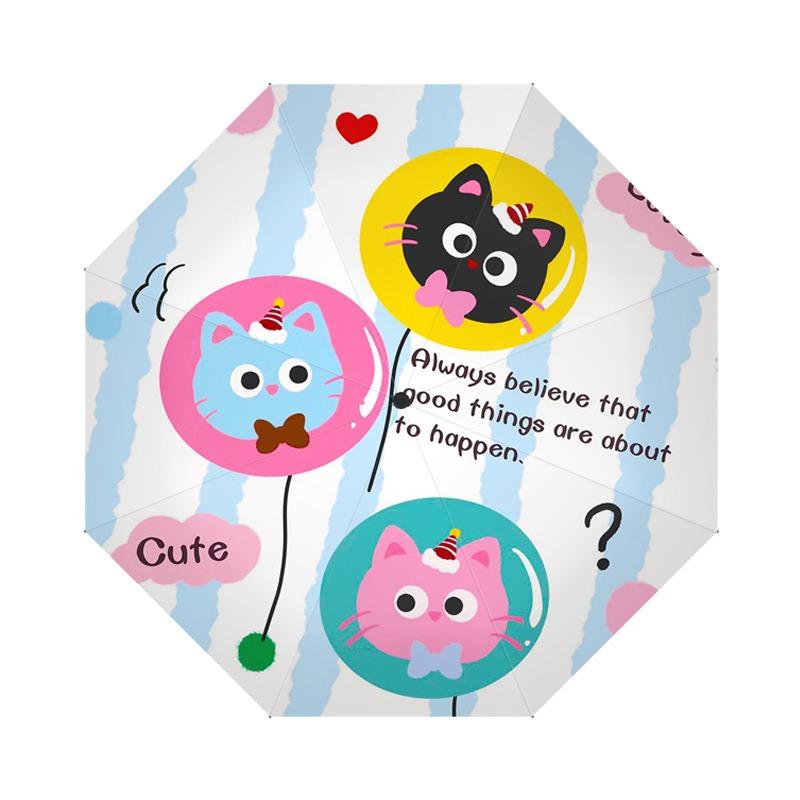 Three-fold automatic umbrella cartoon digital folding umbrella vinyl UV protection sun shade sun umbrella