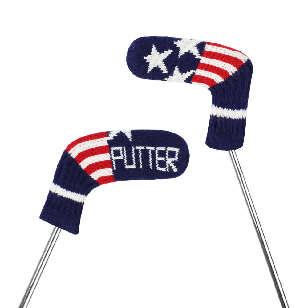 Scott Edward Knit Golf Putter Headcover, Pack of 1, Fits Blade Putter (Blue Star)