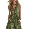 2026 European and American Elegant Leopard Print Sleeveless Vest Zipper Deep V-neck Dress, Hooded Temperament Women's Summer