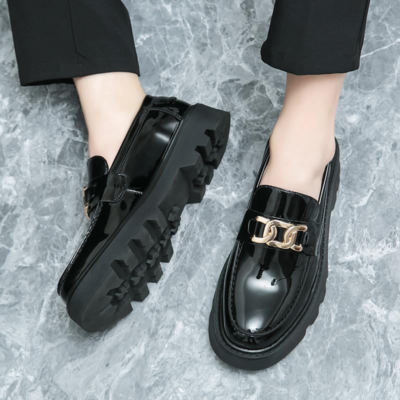 Fashion Mens Leather Casual Shoes Thick Bottom Mens Slip On Shoes Luxury Brand Male Comfortable Office Shoe Non-Slip Loafers