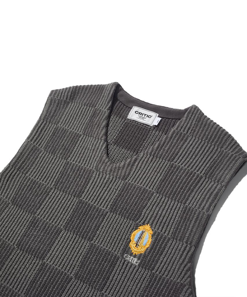 Critic Checkerboard Knit Vest Charcoal
