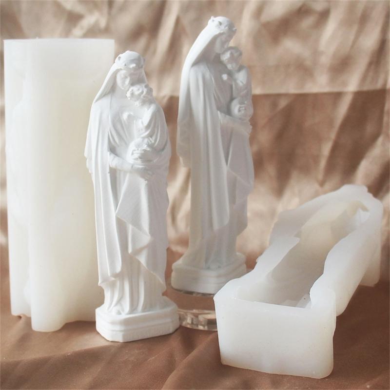 Dame mit Baby Kerzenformen Religiöse Silikonformen Gussform Ornament Bastelbedarf für Heimdekorationen
