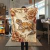 1 pièce Couverture en Flanelle Imprimé Floral Rétro Animal, Haute qualité Toutes Saisons, Décoration de Maison, Chaleur et Confort, Parfait pour les Cadeaux de Noël