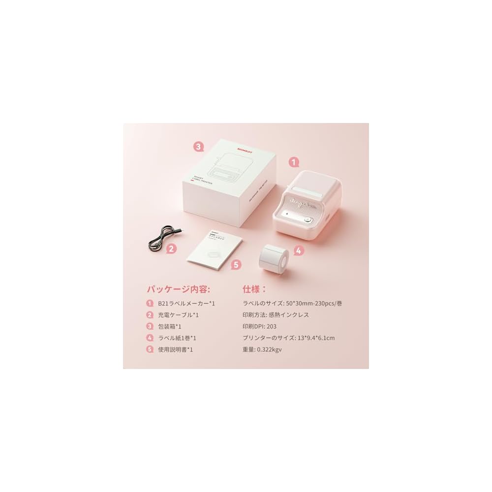 NIIMBOT B21 Label Printer, Label Maker, Price Tag Printer, Thermal Label Writer, Bluetooth