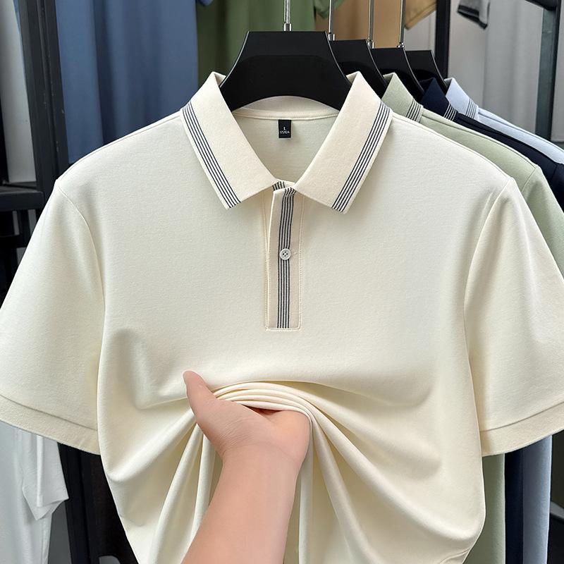 Summer Men s Color Block Lapel Collar Short Sleevepolo Versatile Casual T-Shirt M