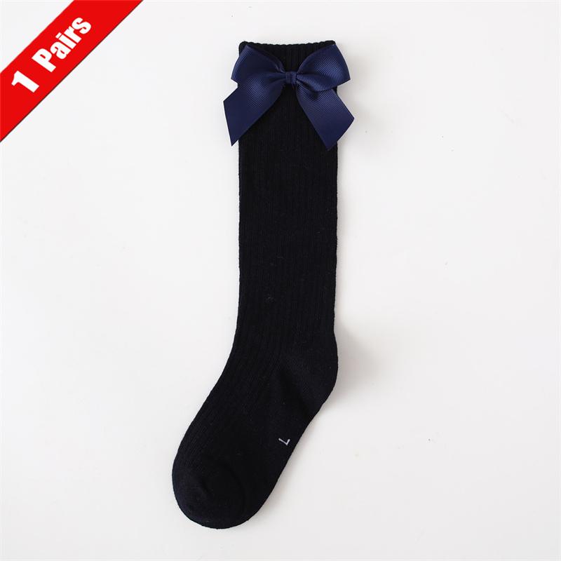 1/5Pairs Children Girls Socks With Bows Cotton Soft Toddlers Long Socks Kids Princess Dance Knee Stocking For Girls 1-8Years Old