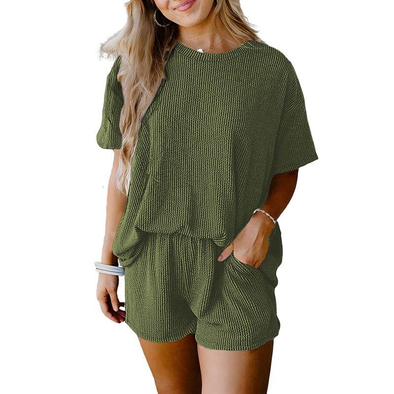 

Short Sleeve T-shirt and Shorts Set Pure Color Short Sleeve T-shirt Loose Shorts Suit LC625586-P2409 XL