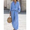 Lady Cotton Linen Shirt Pants Suits Casual Two Piece Set for Women Autumn Long Sleeve Top and Wide Leg Pants Loose Outfits